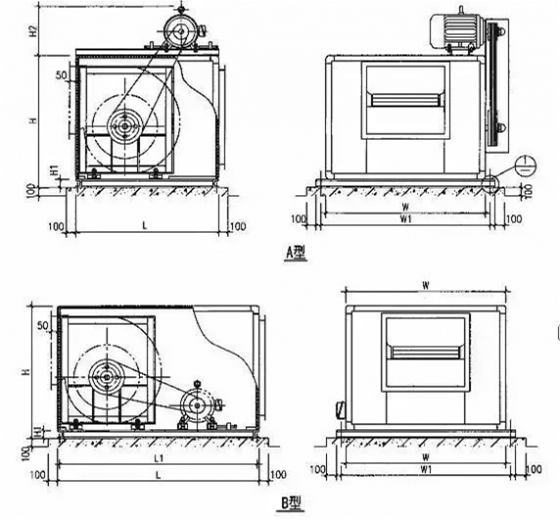 双速高温排烟风机箱落地安装